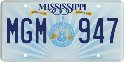 MS license plate MGM947