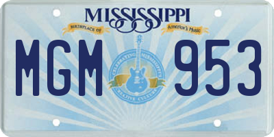 MS license plate MGM953