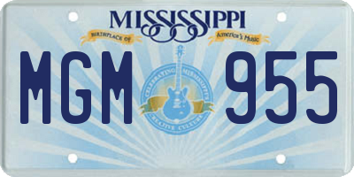 MS license plate MGM955