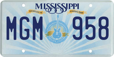 MS license plate MGM958