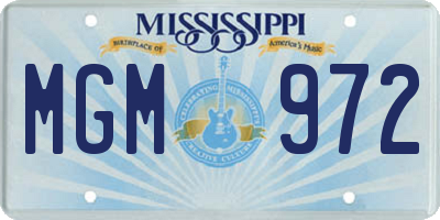 MS license plate MGM972