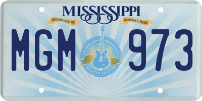 MS license plate MGM973