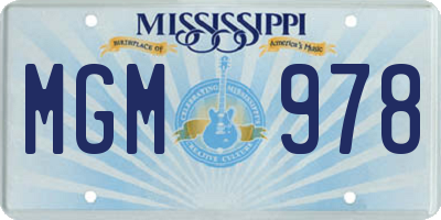 MS license plate MGM978