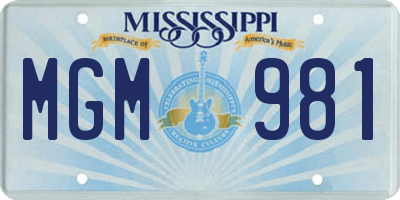 MS license plate MGM981