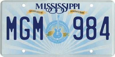 MS license plate MGM984