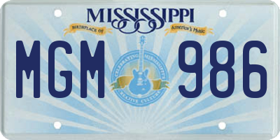 MS license plate MGM986