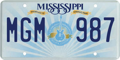 MS license plate MGM987