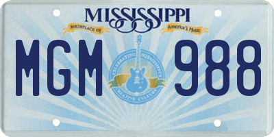MS license plate MGM988