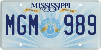 MS license plate MGM989