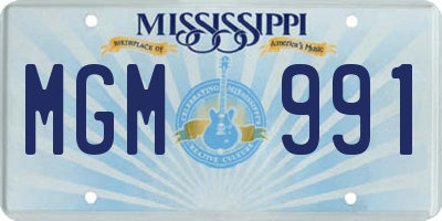 MS license plate MGM991