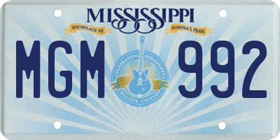 MS license plate MGM992