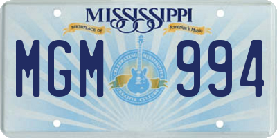 MS license plate MGM994