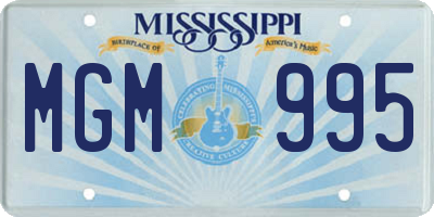 MS license plate MGM995