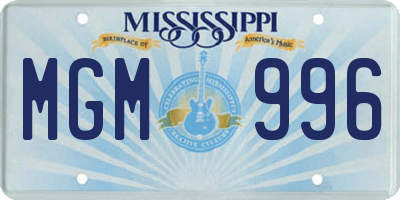 MS license plate MGM996