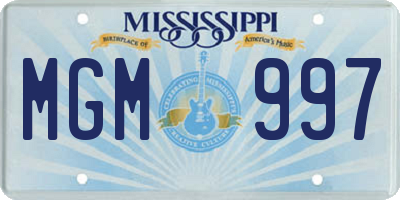 MS license plate MGM997