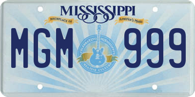 MS license plate MGM999