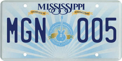 MS license plate MGN005