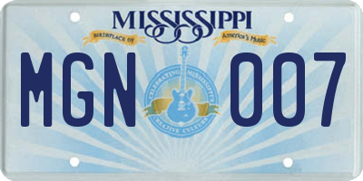MS license plate MGN007