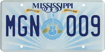 MS license plate MGN009