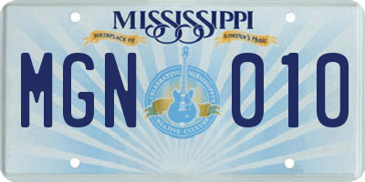 MS license plate MGN010