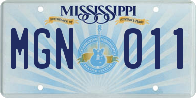 MS license plate MGN011