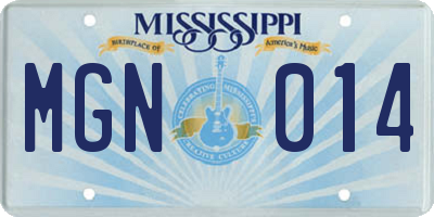 MS license plate MGN014