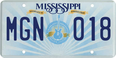 MS license plate MGN018