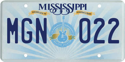 MS license plate MGN022