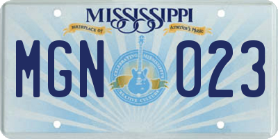 MS license plate MGN023
