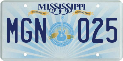 MS license plate MGN025