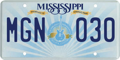 MS license plate MGN030