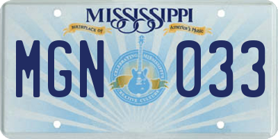 MS license plate MGN033