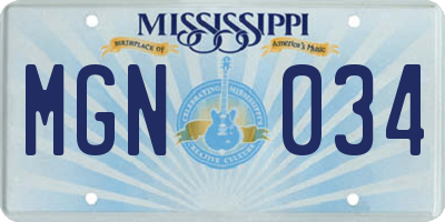 MS license plate MGN034
