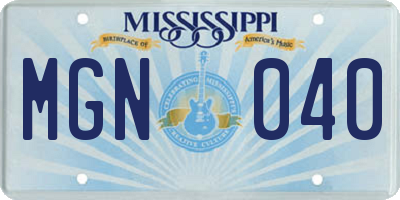 MS license plate MGN040