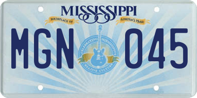 MS license plate MGN045