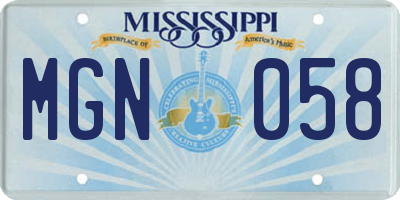 MS license plate MGN058