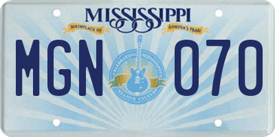 MS license plate MGN070
