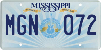 MS license plate MGN072