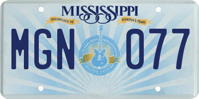MS license plate MGN077