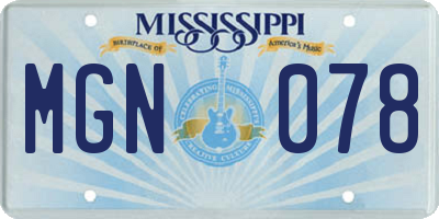 MS license plate MGN078