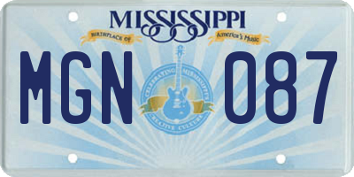 MS license plate MGN087
