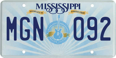 MS license plate MGN092
