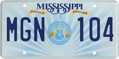 MS license plate MGN104