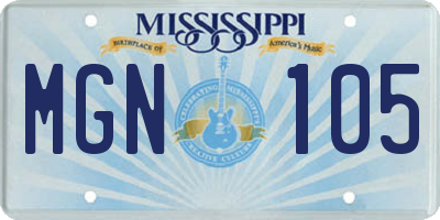 MS license plate MGN105
