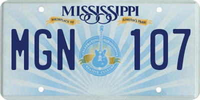 MS license plate MGN107