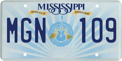 MS license plate MGN109