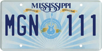 MS license plate MGN111