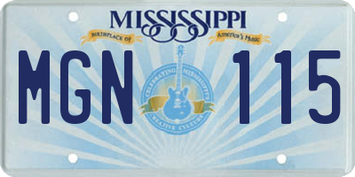 MS license plate MGN115