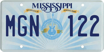 MS license plate MGN122