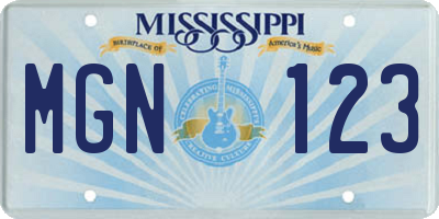 MS license plate MGN123